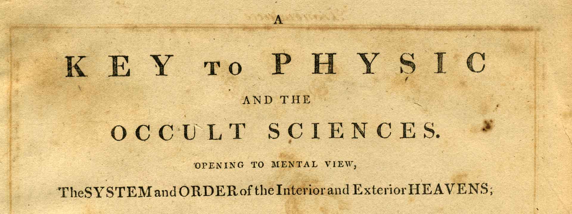 A Key to Physic and the Occult Sciences Title Page